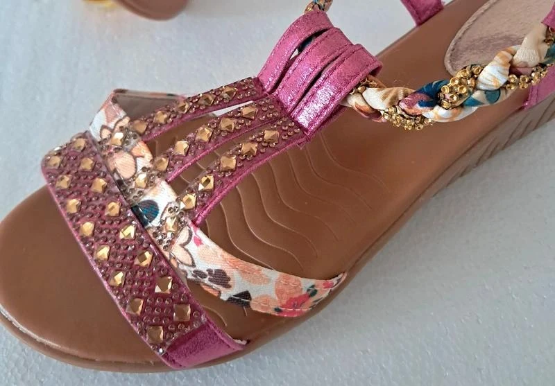 Sandalias abiertas con plataforma Girly - strass - Rosa con strass - Talla 42 – photo 5